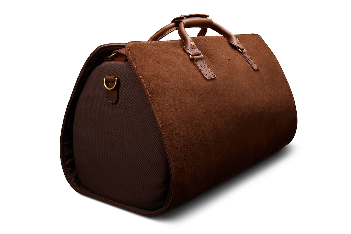 Brown Suede S.C. Holdall Suit Carrier & Canvas Bag – Henry Singer