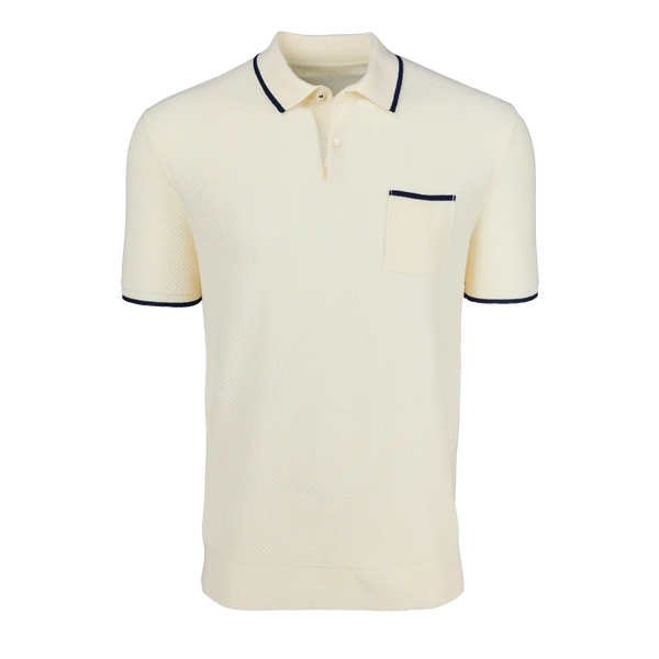 Seneca Short Sleeve Sweater Polo-Dune Cream