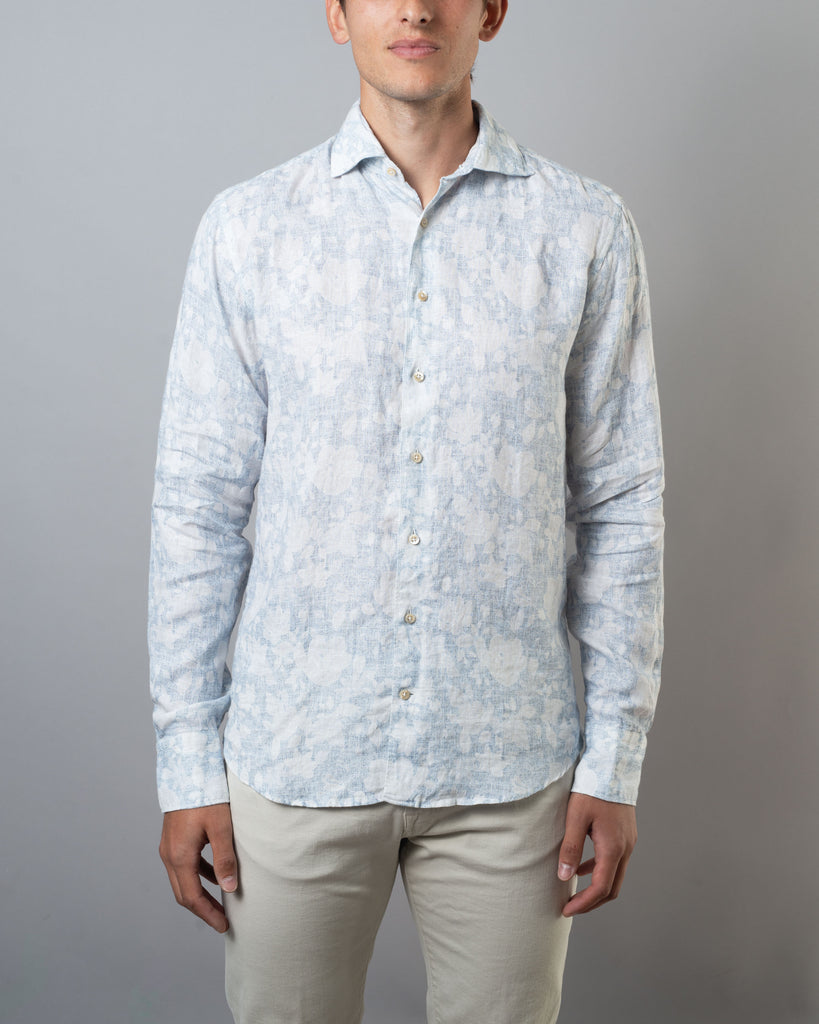 Fitted Body - Floral Print Linen Shirt
