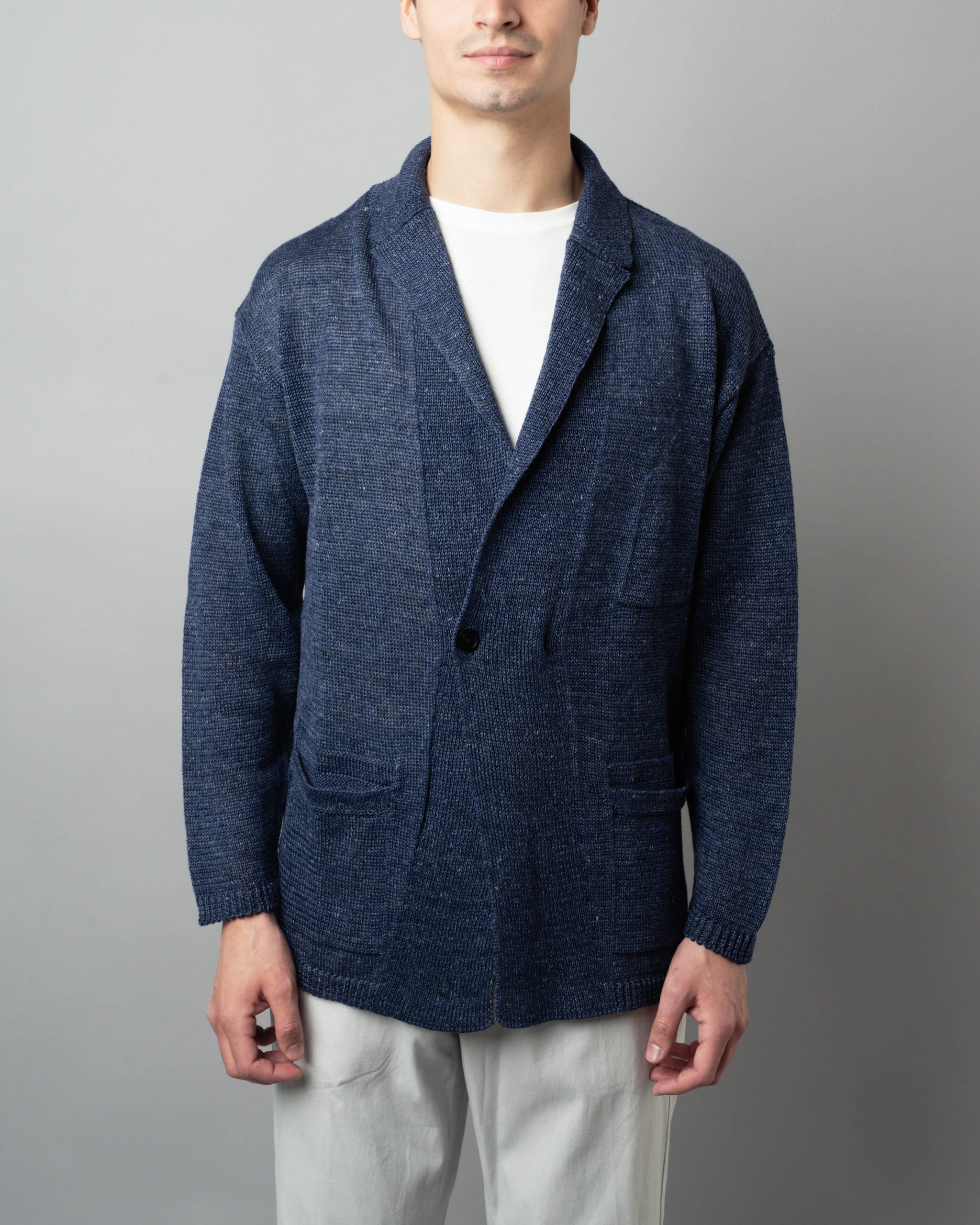 INIS MEAIN イニシュマン リネンシルク ニットジャケット Inis Meain Linen Pub Jacket - Grafite — SEMIFINALIST®