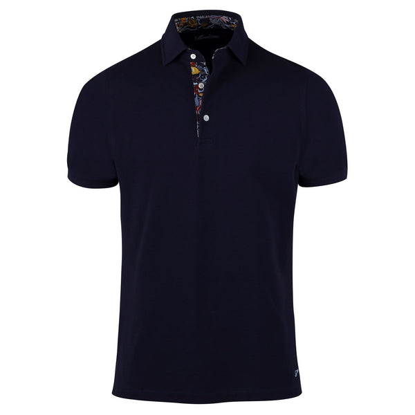Flower Patterned Contrast Polo Shirt
