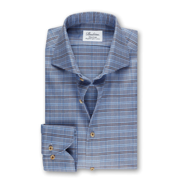 Fitted Body - Blue Checked Shirt