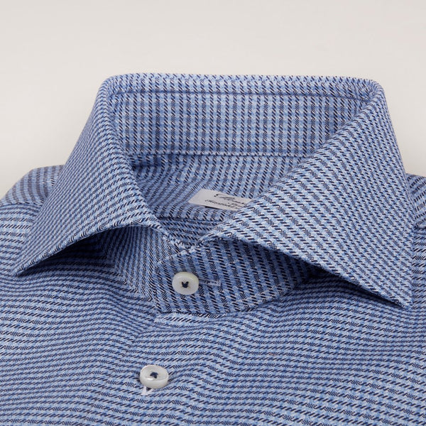 Fitted Body - Blue Micro Patterned Shirt